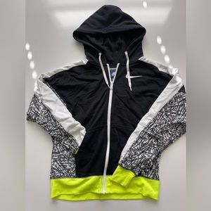 Nike Club Aop Splatter Neon Green Full Zip Athletic Hoodie Size Women Medium